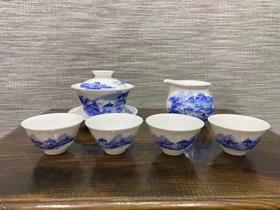 青花山水盖碗套组