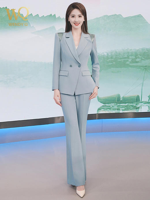 高级感西装套装女微喇长裤主持人时尚气质播音西服外套 商品图3