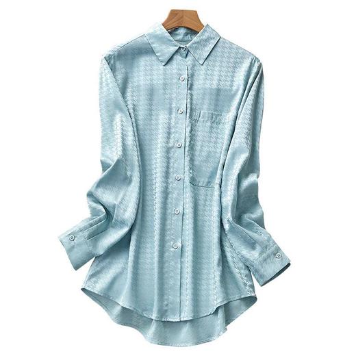 2023秋装新款衬衫女长袖宽松雪纺衫千鸟格女士衬衣A2713 商品图4