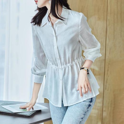 2023秋装新款衬衫女长袖宽松雪纺衫白色女士衬衣A2680 商品图2