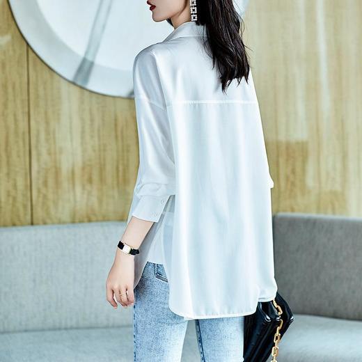 2023秋装新款纯棉白衬衫女长袖宽松简约女士衬衣A2695 商品图1