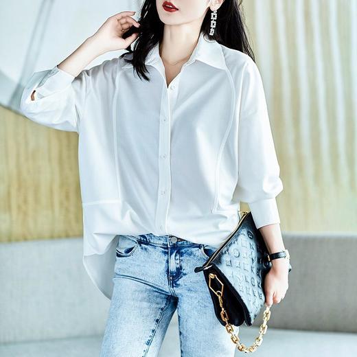 2023秋装新款纯棉白衬衫女长袖宽松简约女士衬衣A2695 商品图2