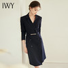 IWY/藏青色收腰连衣裙早秋新款长袖小个子气质高级感小香风裙子工作服22C125 商品缩略图4