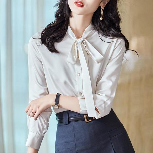 2023秋装新款衬衫女长袖宽松雪纺衫纯色女士衬衣A2739 商品图2