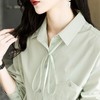 2023秋装新款全棉衬衫女长袖大码绿色中长款女士衬衣1870 商品缩略图2