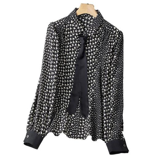 2023秋装新款衬衫女长袖雪纺女士衬衣领带可以脱卸A2733 商品图4