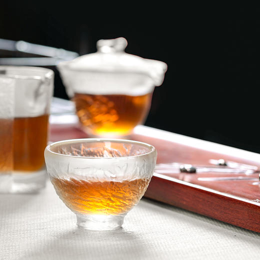 心缘堂 肌理普洱中杯  斗笠石纹杯 手工琉璃茶杯品茗杯主人杯 大号加厚功夫茶杯单杯 商品图3