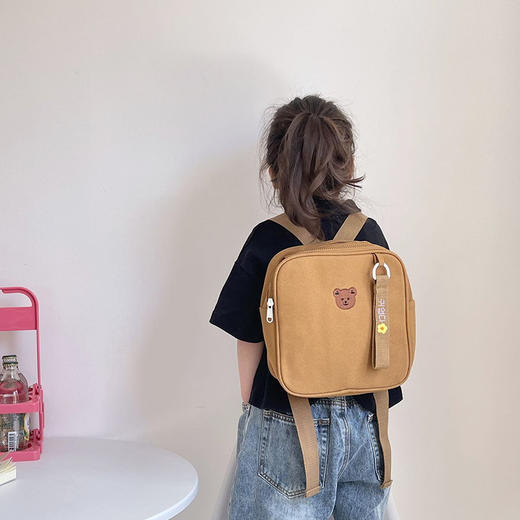 【幼儿园可爱小熊书包】简约日系大容量双肩包，3-6岁男女童帆布小背包li  商品图0
