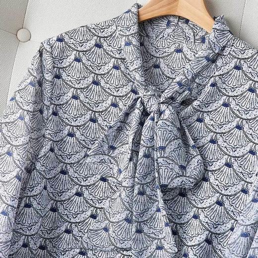 2023秋装新款衬衫女长袖宽松雪纺衫系带女士衬衣A2511 商品图3