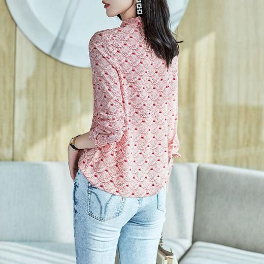 2023秋装新款衬衫女长袖宽松雪纺衫系带女士衬衣A2511 商品图2