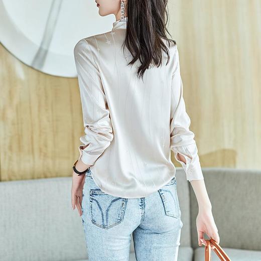 2023秋装新款衬衫女长袖宽松雪纺衫纯色女士衬衣A2709 商品图3