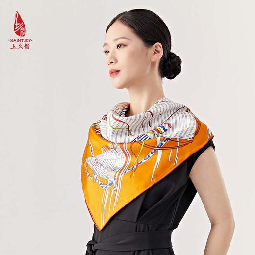 SAINTJOY/上久楷真丝方巾 双面印花真丝方巾  远航  FJS23025 商品图1