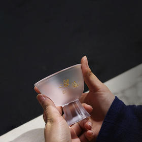 心缘堂蝶恋花高足杯/本色100ML 手工琉璃茶杯品茗杯主人杯 大号加厚功夫茶杯单杯