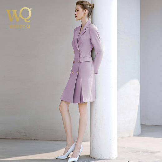 秋季高端军绿色连衣裙女长袖主持人职业装通勤气质西装裙工作服 商品图2