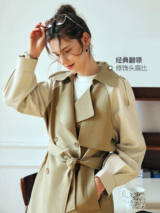 OLrain欧芮儿法式卡其色风衣外套女秋季2023年新款宽松小个子上衣 商品图0