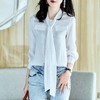 2023秋装新款衬衫女长袖宽松雪纺衫纯色女士衬衣A2730 商品缩略图0