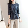 2023夏季新款雪纺衫七分袖衬衫女宽松大码衬衣圆领显瘦 商品缩略图0