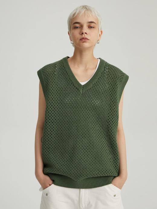 WassupHouse 镂空V领毛背心 商品图8