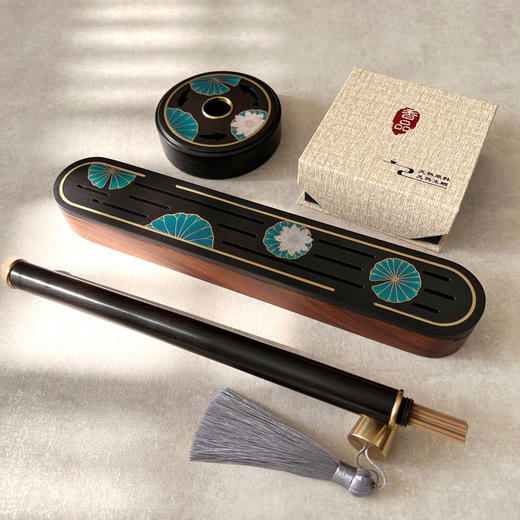 线香盒盘香盒家用室内紫光檀实木香薰炉中秋节礼品香道檀香熏香炉 商品图0