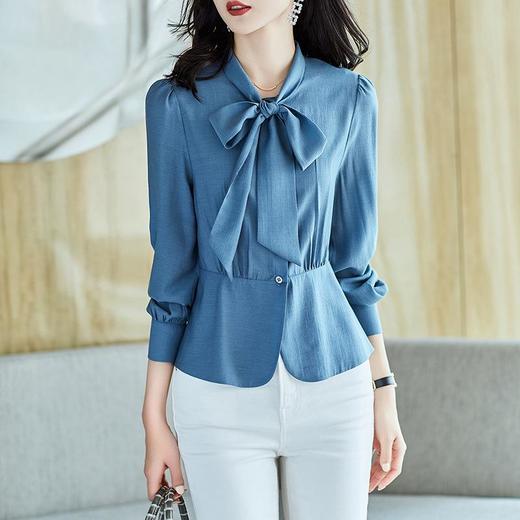 2023秋装新款衬衫女长袖蝴蝶结通勤时尚女士衬衣A2726 商品图0