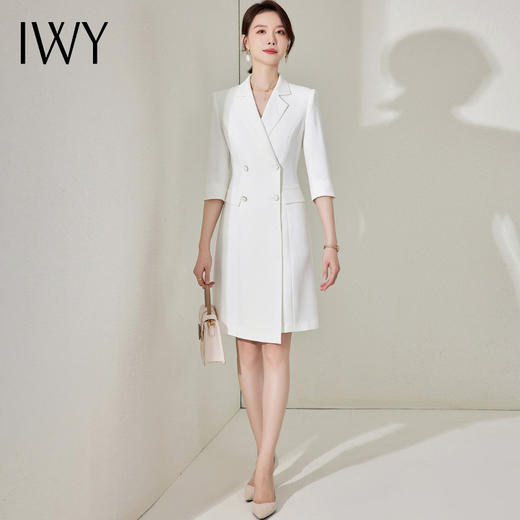 IWY/白色西装连衣裙女气质女神范收腰显瘦新款时尚气质前台工作服23C351-W 商品图0