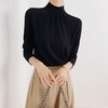 半高领针织衫女2023春秋新款羊毛上衣优雅修身长袖褶皱打底衫时尚外穿 商品缩略图3