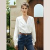 OLrain欧芮儿法式白色V领衬衫女夏季2023新款宽松镂空灯笼袖衬衣 商品缩略图0