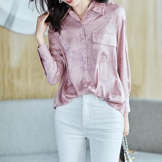 2023秋装新款衬衫女长袖宽松雪纺衫口袋女士衬衣A2556 商品图0