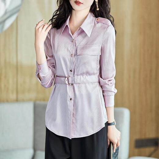 2023秋装新款衬衫女长袖宽松雪纺衫通勤女士衬衣A2663 商品图3