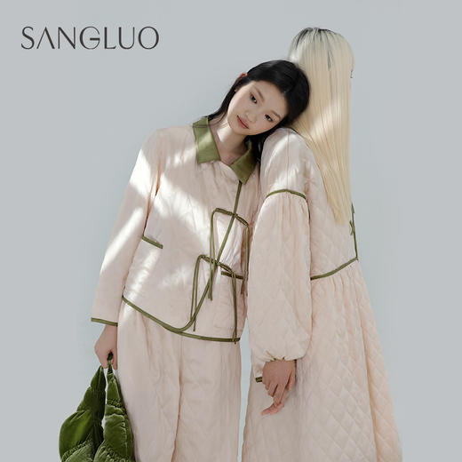 早秋新品』桑罗新中式真丝绗棉睡衣套装100%桑蚕丝女家居服秋冬外穿 商品图2
