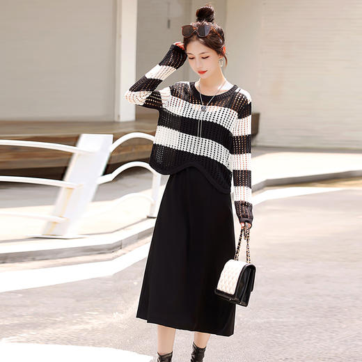 针织开衫时尚休闲，显瘦早秋穿搭套装裙HR-YF9518 商品图0