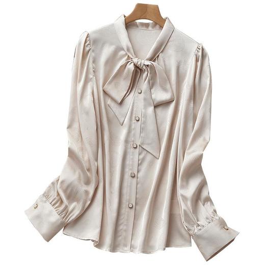 2023秋装新款衬衫女长袖宽松雪纺衫纯色女士衬衣A2389 商品图4