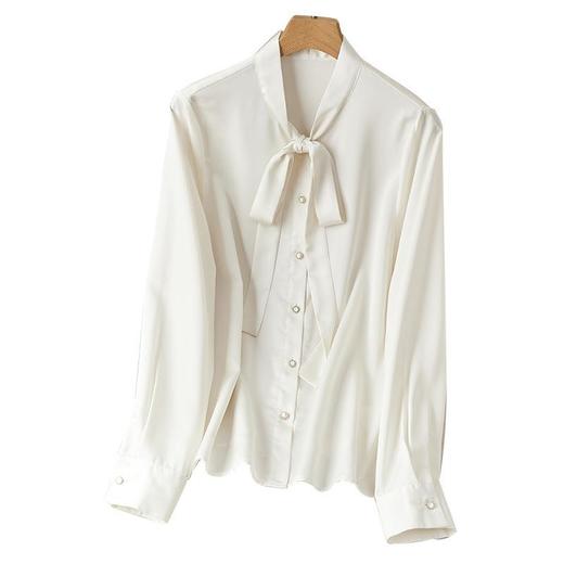 2023秋装新款衬衫女长袖宽松雪纺衫纯色女士衬衣A2739 商品图4