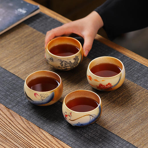 「四款可选！复古风品茗杯」今丰唐清水柴烧大号主人茶杯 陶瓷手绘茶杯简约复古风品茗杯茶碗餐饮用具 商品图2