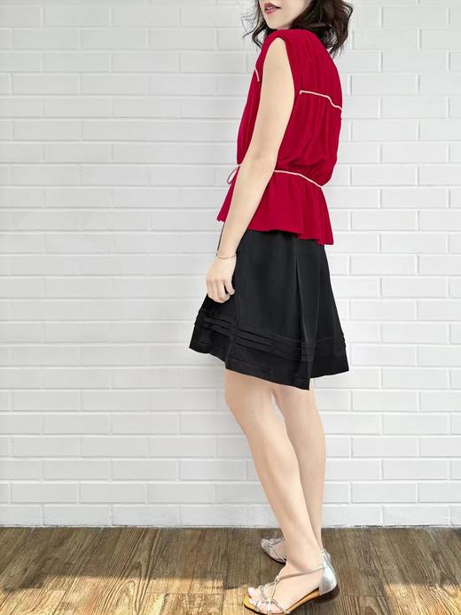 TYNVIE 抽褶无袖真丝上衣 - 红色 商品图4