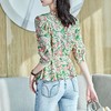 2023夏季新款雪纺衫七分袖衬衫女宽松大码T恤印花A2378 商品缩略图1