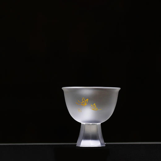 心缘堂蝶恋花高足杯/本色100ML 手工琉璃茶杯品茗杯主人杯 大号加厚功夫茶杯单杯 商品图3