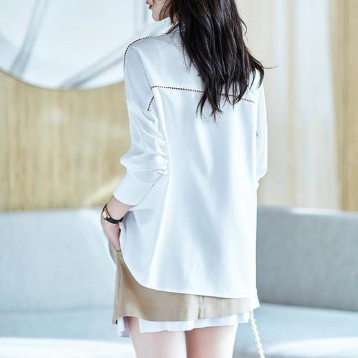 2023秋装新款衬衫女长袖宽松雪纺衫白色女士衬衣A2399 商品图1