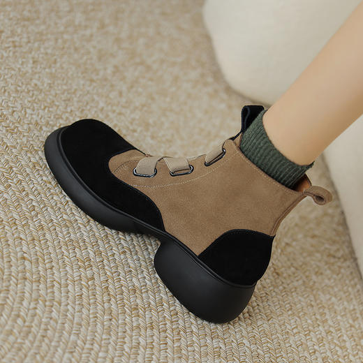 时尚减龄，个性拼色牛反绒厚底短靴KYD-KK7880 商品图4