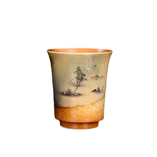 「今丰唐茶杯！山水垂钓款」今丰唐柴烧手工日式功夫茶具 单个闻香岩茶杯子主人杯餐饮用具 商品图4