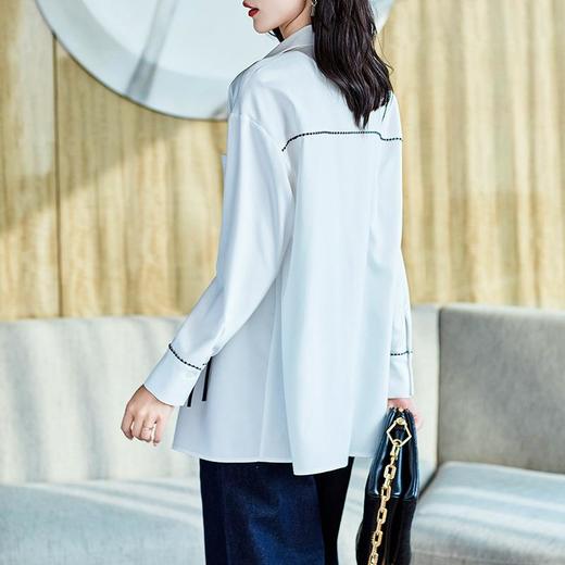 2023秋装新款白衬衫女长袖宽松雪纺中长款女士衬衣A2637 商品图2