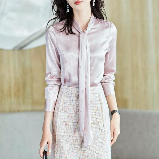 2023秋装新款衬衫女长袖宽松雪纺衫纯色女士衬衣A2709 商品图0