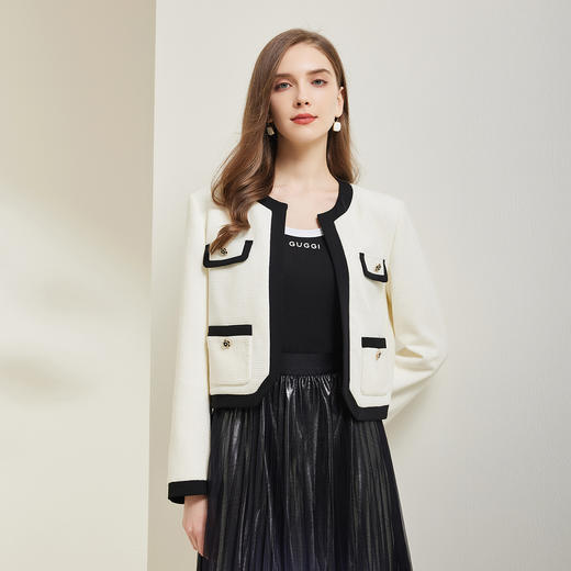 NG108斯尔丽2023秋季新款提花撞色小香风短款时尚外套 商品图0
