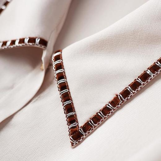 港风女装2023秋装新款缎面雪纺衫衬衫女长袖女士衬衣2063 商品图2