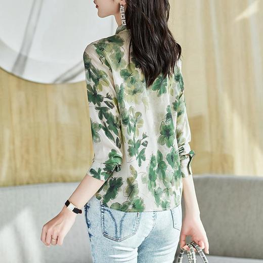 2023秋装新款衬衫女长袖宽松雪纺衫印花女士衬衣A2720 商品图1