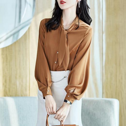 2023秋装新款衬衫女长袖宽松雪纺衫灯笼袖女士衬衣A2715 商品图2