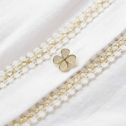 2023秋装新款小香风棉衬衫女长袖翻领白色女士衬衣2067 商品图3