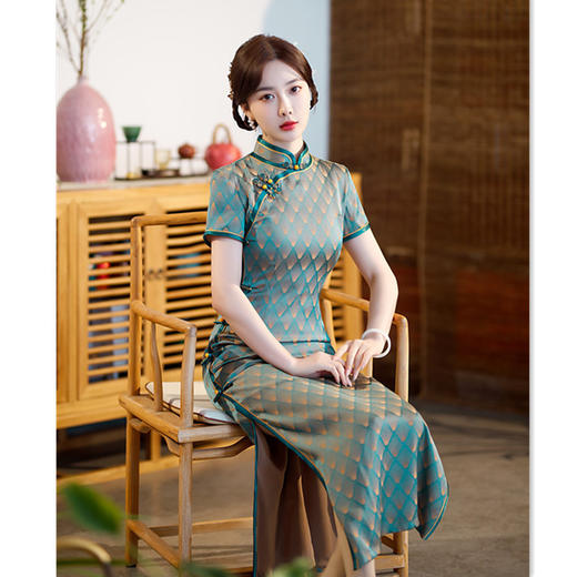 老上海复古民族风大码旗袍2023春夏新款端庄大气旗袍裙GX-22130 商品图4