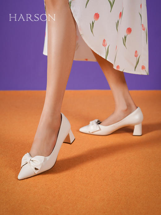 【Harson哈森】B3F I高跟小皮鞋通勤时尚蝴蝶结单鞋HS237161 商品图2