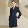 秋季高端藏青色连衣裙女长袖主持人职业装西装裙气质时尚工作服 商品缩略图0